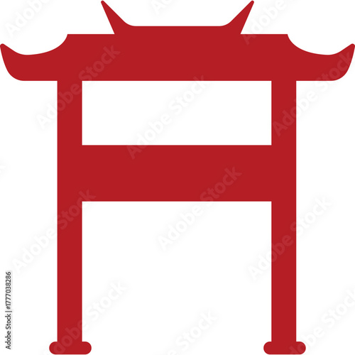 Red Chinese Gate Silhouette