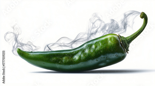Fresh jalapeno pepper with steam rising, highlighting its spicy essence
