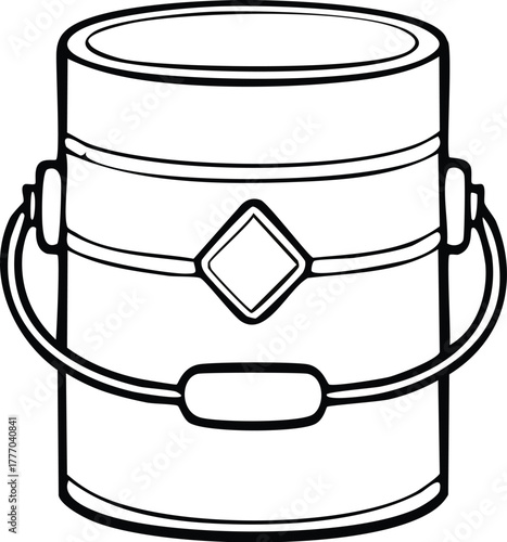 Detailed Black and White Illustration of a Paint Can Ideal for Design and Decoration Projects