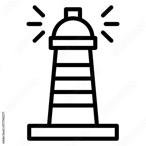 Lighthouse Beam Vector Line Icon Design
