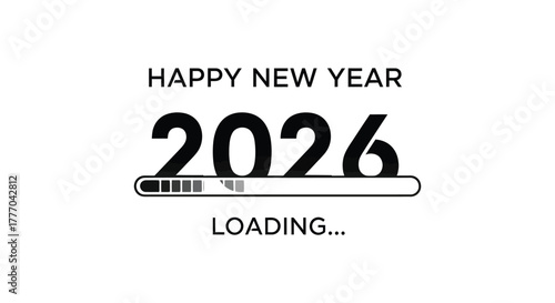 Happy new year 2026 loading progress bar concept illustration on white background