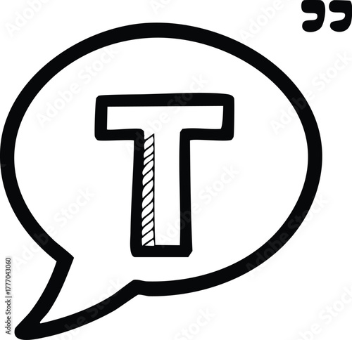 A speech bubble icon with the letter T inside, symbolizing communication, text, or a message