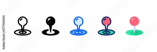 Pin icon set multiple style collection. Vector illustration.