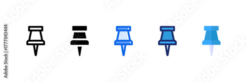 Pin icon set multiple style collection. Vector illustration.