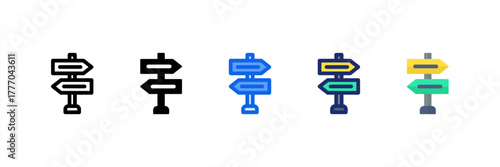 Road Signs icon set multiple style collection. Vector illustration.