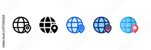 Geolocation icon set multiple style collection. Vector illustration.