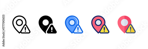 Dangerous icon set multiple style collection. Vector illustration.