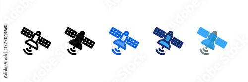 Satelite icon set multiple style collection. Vector illustration.