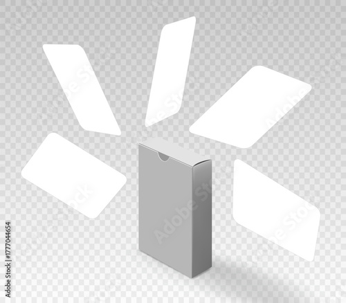 Playing cards box packaging blank template, vector illustration 