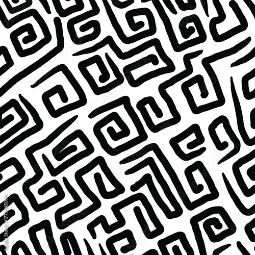 Stiff spiral hand drawn doodle seamless pattern