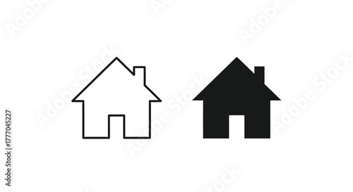 Two house icons, one outlined and one solid, representing home or real estate.