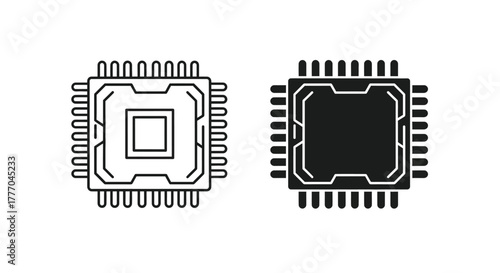 Microchip Duo in Outline and Solid Black