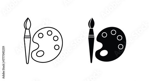 Artistic illustration of a paintbrush and a palette, depicting creativity and artistic expression.