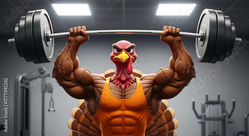 Turkey bodybuilder lifting heavy barbell in gym