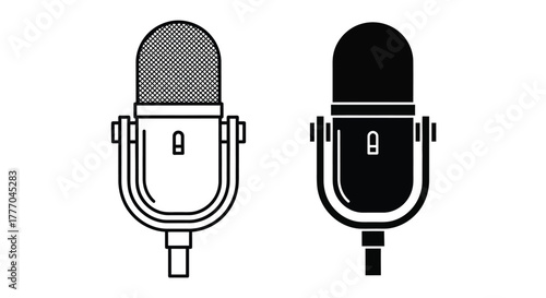 Vintage Microphone Duo in Black and White