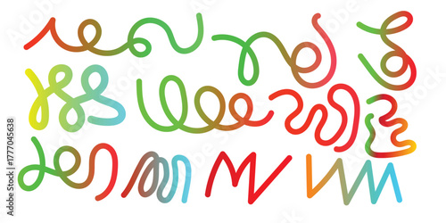 Abstract colorful gradient squiggles and wavy shapes banner design, vector illustration, isolated on white background