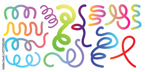 Abstract colorful gradient fluid line shapes for modern design, vector illustration, isolated on white background