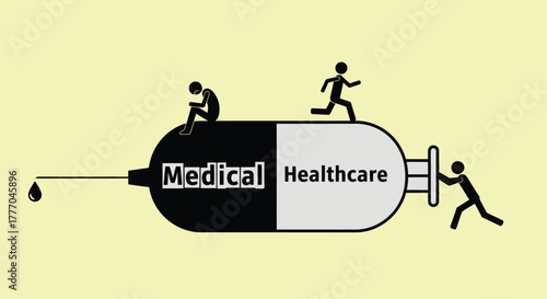 Medical healthcare syringe illustration for medical concept art