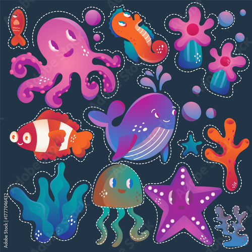 marine life seamless pattern