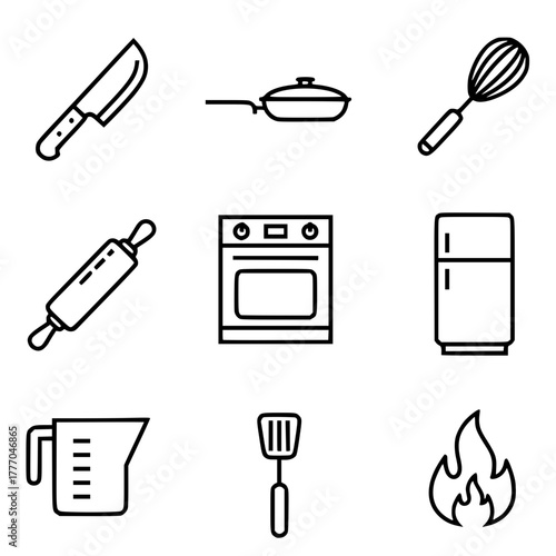 Cooking Equipment Icons A Collection of Kitchen Utensils for Culinary Designs and Digital Projects - 11