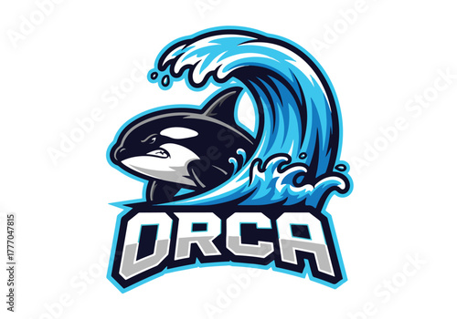 Orca gaming logo killer whale ocean wave brand - Gaming logo - Gaming Mascot - esport mascot vector illustration