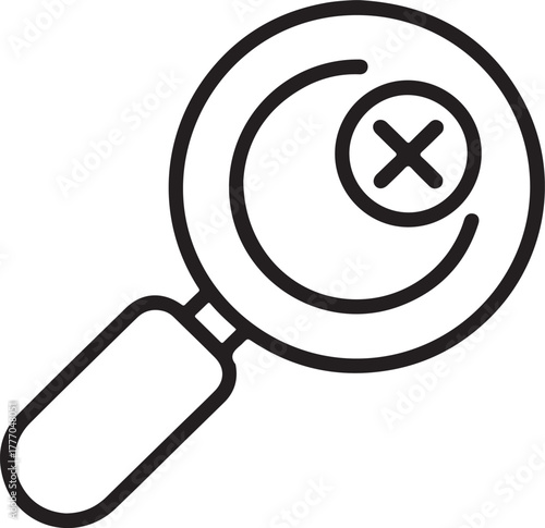 Magnifying glass with a cross symbol indicating no result