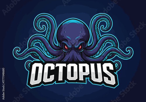 Aggressive octopus gaming logo design mascot concept - Gaming logo - Gaming Mascot - esport mascot vector illustration