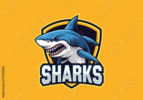 Fierce shark gaming logo design for competitive teams - Gaming logo - Gaming Mascot - esport mascot vector illustration