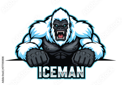 Aggressive white gorilla gaming logo iceman power - Gaming logo - Gaming Mascot - esport mascot vector illustration