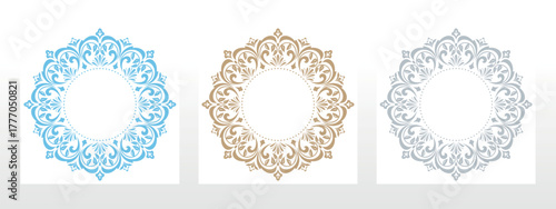 Set of decorative frames Elegant vector element for design in Eastern style, place for text. Floral colored borders. Lace illustration for invitations and greeting cards