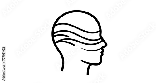 Vector Icon of Human Head with Wave Pattern