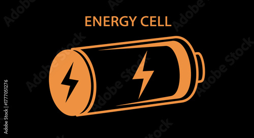 Futuristic Energy Cell Icon with Lightning Bolt Symbol on Modern Gadget, Vector Illustration