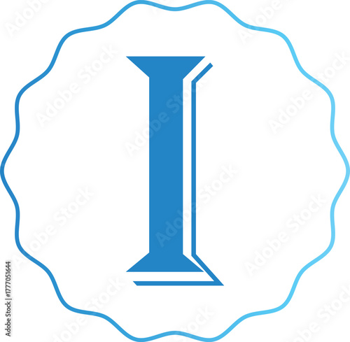 Gradient Letter I Vector Design Isolated on White Background. Stylish gradient letter I vector design on a clean white background. Perfect for educational charts, creative typography and alphabet.