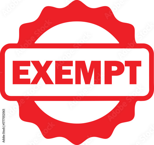 Exempt Label Red Rubber Stamp Icon Vector