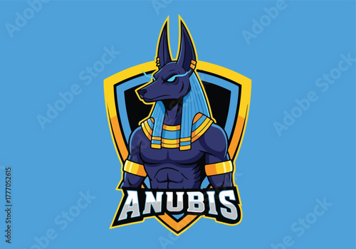 Anubis gaming logo fierce egyptian jackal god design - Gaming logo - Gaming Mascot - esport mascot vector illustration