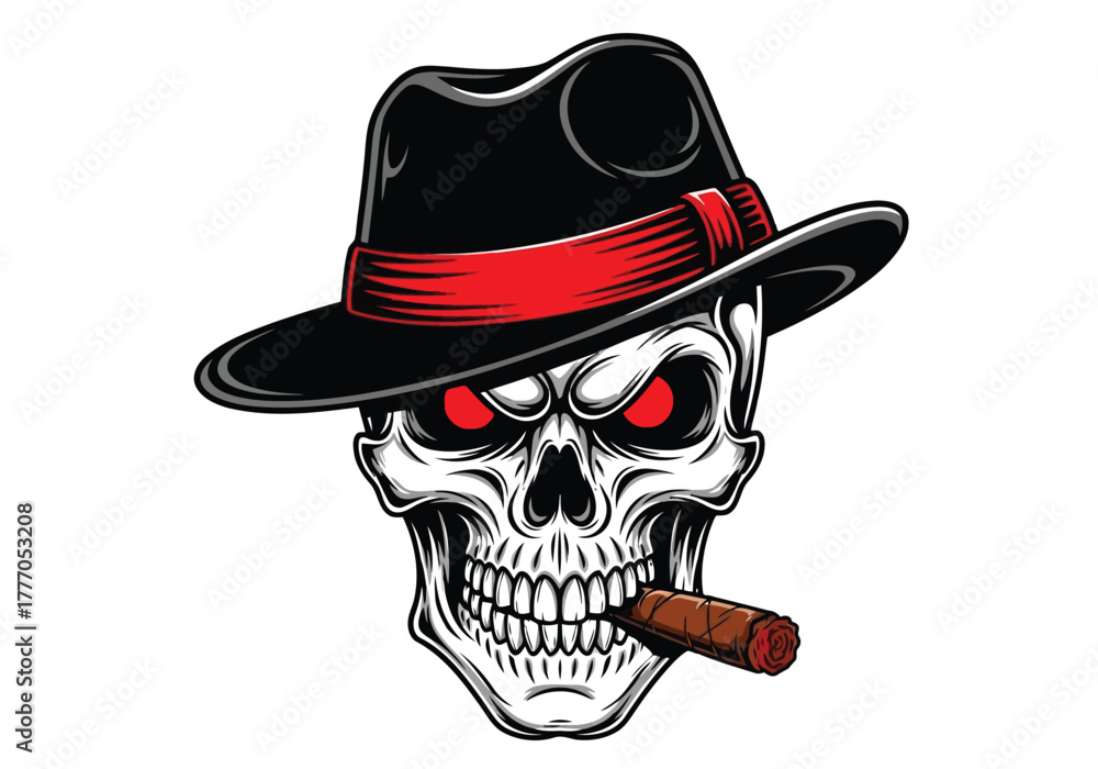 Fototapeta premium Skull with hat and cigar