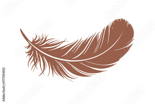 Brown feather illustration vector design element isolated on white background