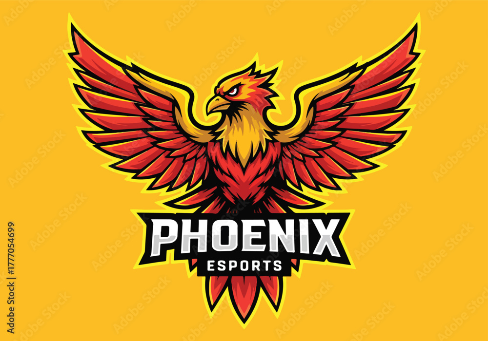 Obraz premium Phoenix esports gaming logo fiery bird emblem - Gaming logo - Gaming Mascot - esport mascot vector illustration