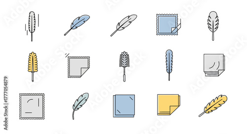 Vector icon set of electrical supply tools and extension cords on a white background