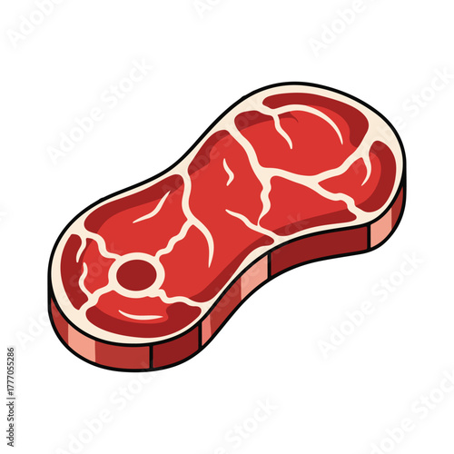 Raw beef steak cut vector illustration on white background