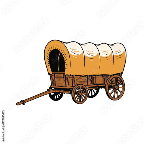 Classic wild west covered wagon vector illustration