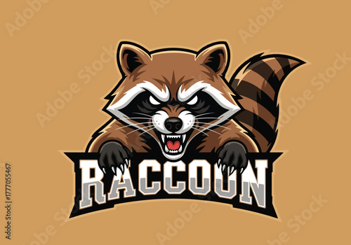 Fierce raccoon gaming logo mascot character design - Gaming logo - Gaming Mascot - esport mascot vector illustration
