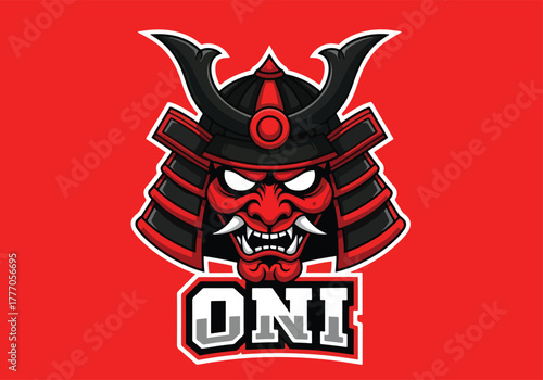 Fiery oni samurai gaming logo design - Gaming logo - Gaming Mascot - esport mascot vector illustration