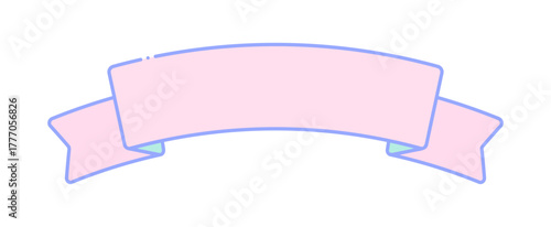 ポップでかわいい文字スペースのあるピンク色のリボン - フレームやバナー、装飾のデザインパーツ素材