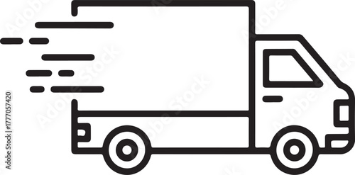 Fast delivery truck icon speed motion lines transportation