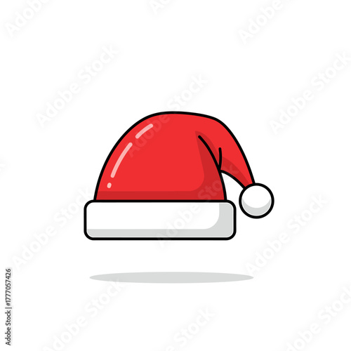 Festive Santa Hat Icon Celebrate Christmas with this simple and colorful illustration for all your holiday needs!