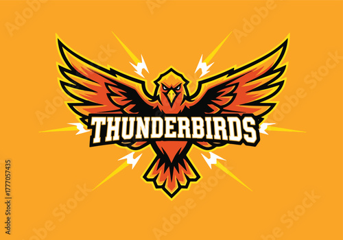 Dynamic thunderbird mascot logo design for gaming teams - Gaming logo - Gaming Mascot - esport mascot vector illustration