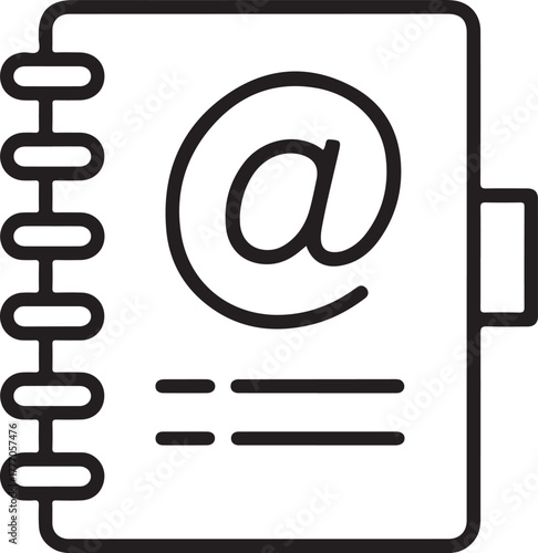 Contact information icon with email symbol on notebook page