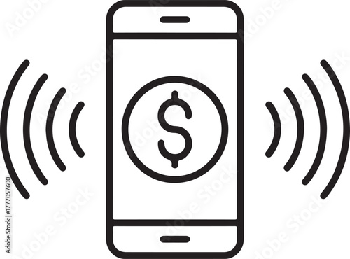 Smartphone with dollar sign and wireless signal waves
