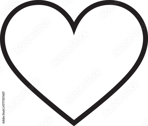 Simple outline heart shape isolated on white background